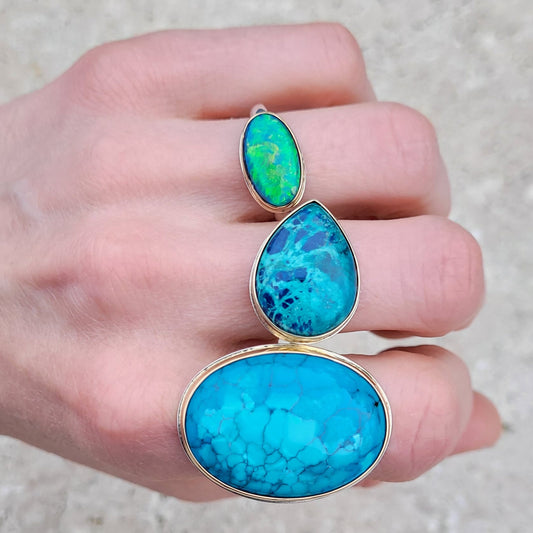 Turquoise Or 750 millièmes et Argent 925