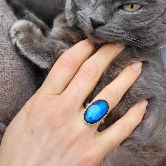 Labradorite Or jaune 750 millièmes et Argent 925