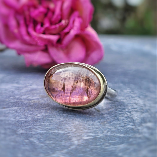 Tourmaline Bicolore Or jaune 585 millième et Argent 925