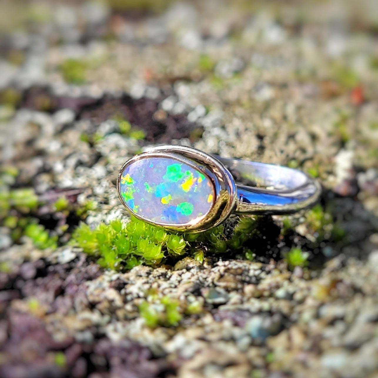 Opale Noire d'Australie Or jaune 750 millièmes et Argent 925