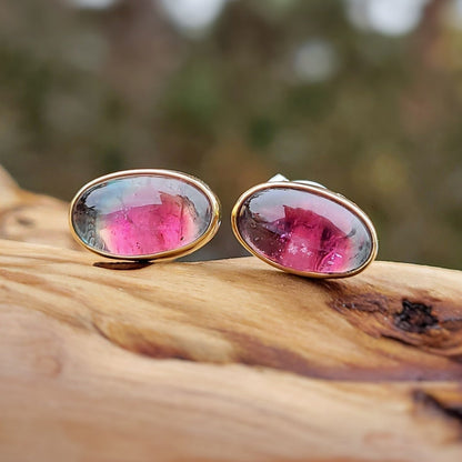 Tourmalines bicolores Or jaune 750 millièmes et argent 925