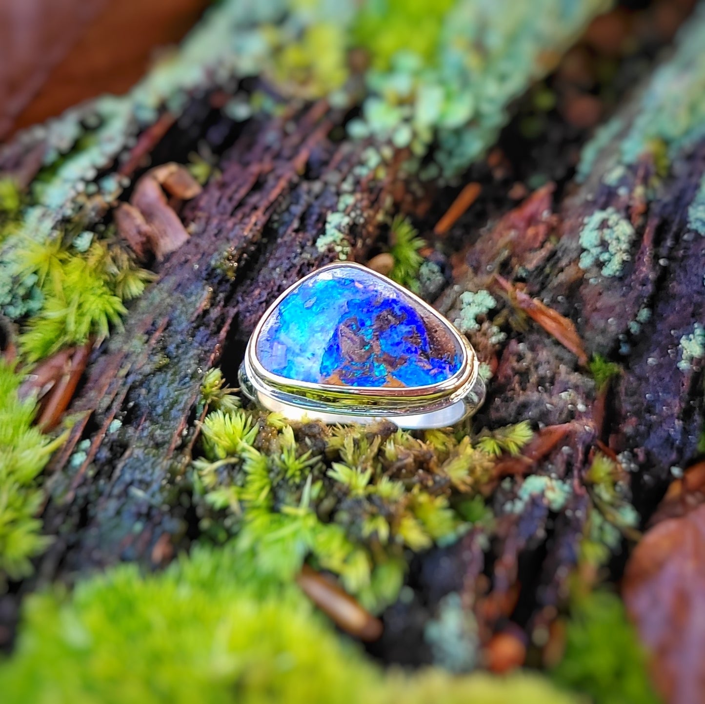 Opale Boulder d'Australie Or jaune 750 et Argent 925 millièmes