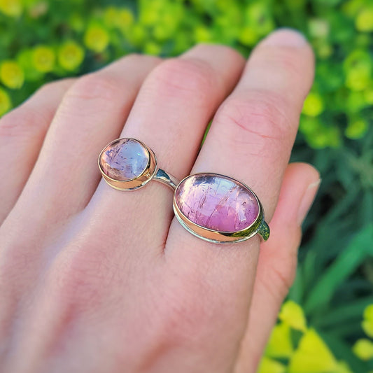 Tourmaline bicolore Or jaune 750 millièmes et Argent 925