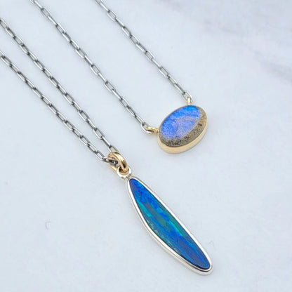 Collier Labradorite, Or 18 carats et Argent 925