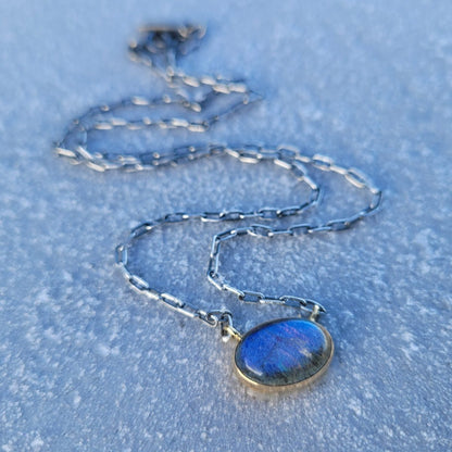 Collier Labradorite, Or 18 carats et Argent 925