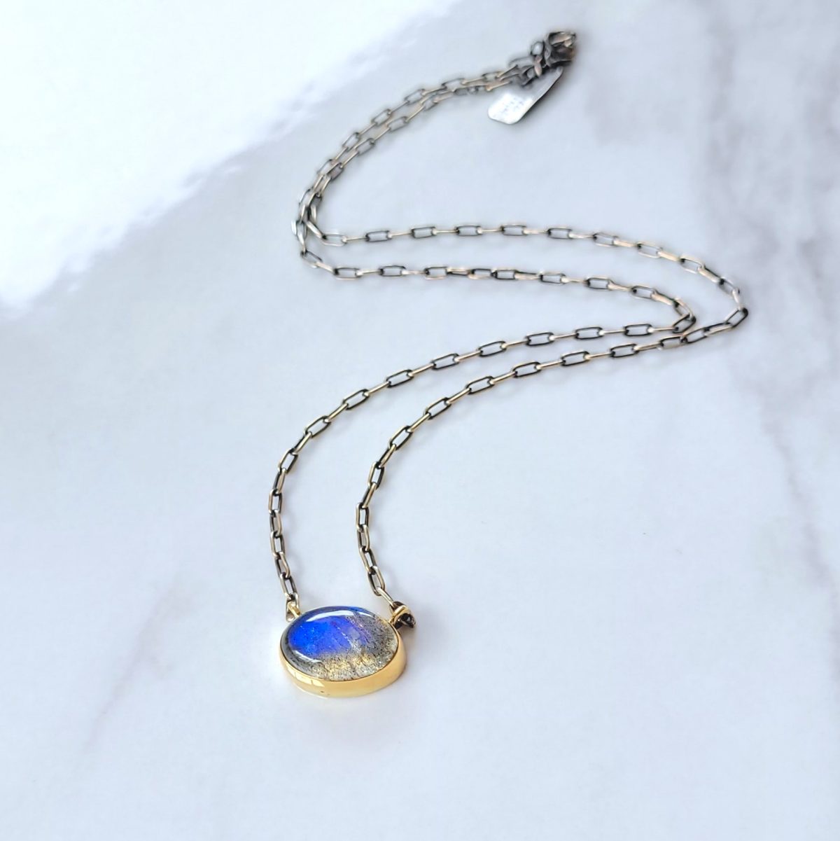 Collier Labradorite, Or 18 carats et Argent 925