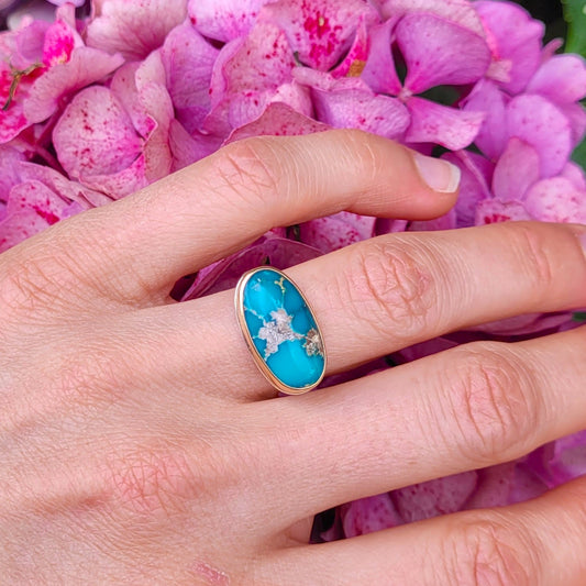 Turquoise de Perse Or jaune 750 millième et Argent 925