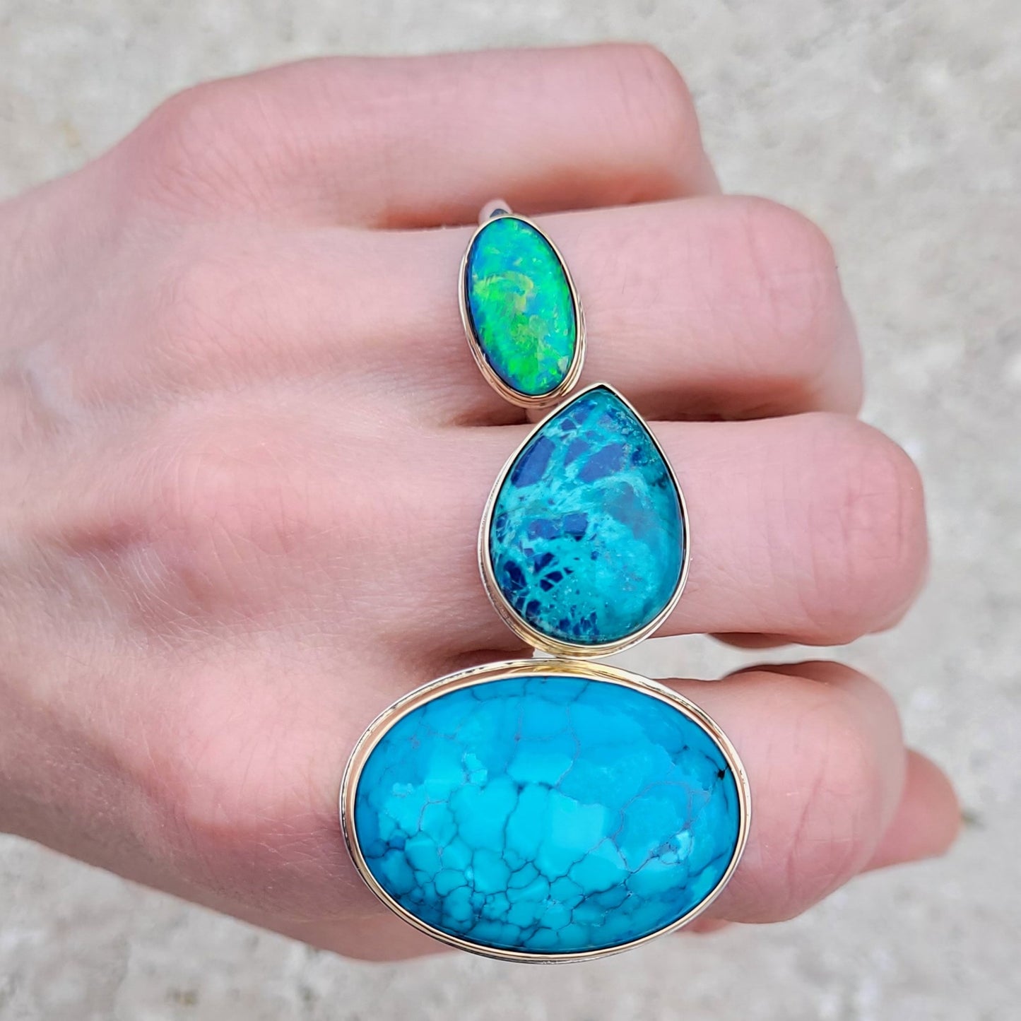 Turquoise Or 750 millième et Argent 925