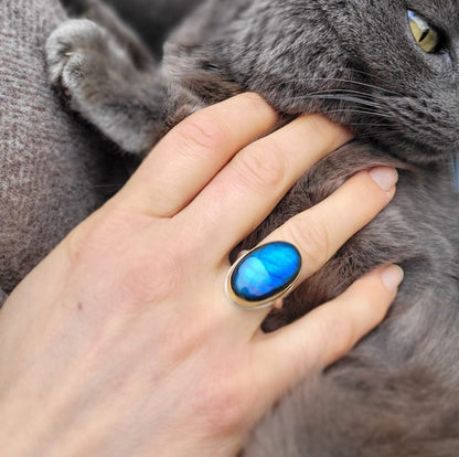 Labradorite Or jaune 750 millième et Argent 925