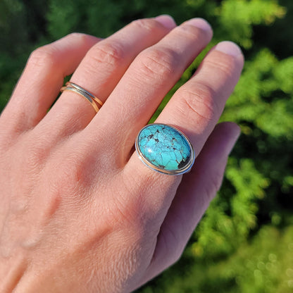 Turquoise Or jaune 750 millième et argent 925