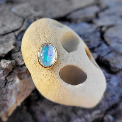 Opale cristal d'Australie Or jaune 750 millièmes et Argent 925