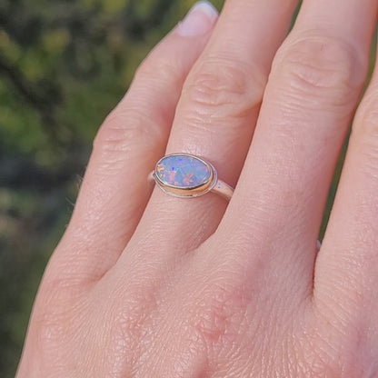 Opale Noire d'Australie Or jaune 750 millièmes et Argent 925