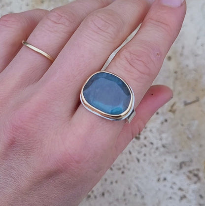 Labradorite Or jaune 750 et Argent 925 millièmes