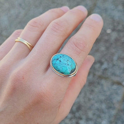 Turquoise Or jaune 750 millième et argent 925