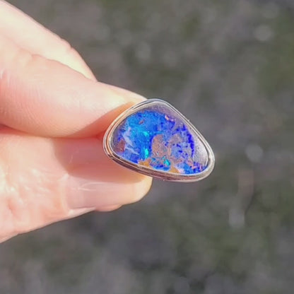 Opale Boulder d'Australie Or jaune 750 et Argent 925 millièmes