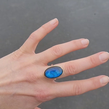 Labradorite Or jaune 750 millième et Argent 925