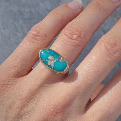 Turquoise de Perse Or jaune 750 millième et Argent 925