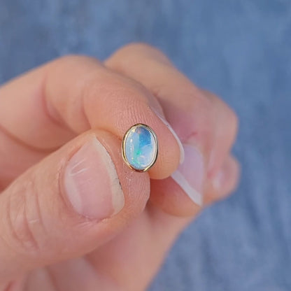 Opale cristal d'Australie Or jaune 750 millièmes et Argent 925