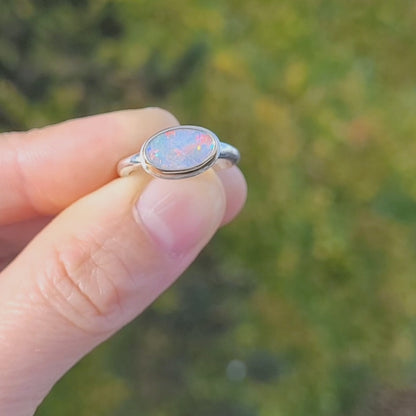 Opale Noire d'Australie Or jaune 750 millièmes et Argent 925